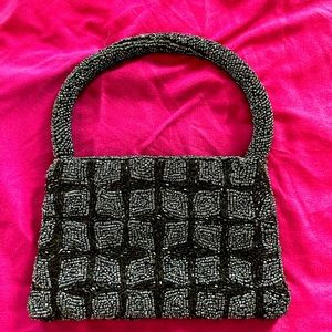 Vintage Black Beaded Mini Evening Bag | Retro Y2K Handbag